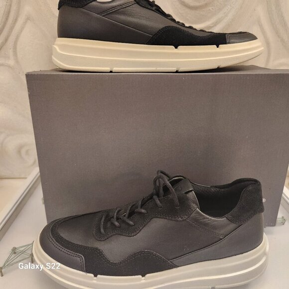 ECCO "Soft X" Black Leather Sneakers. NIB. Customer return. Size EU 38/US 7-7.5 - Picture 1 of 11